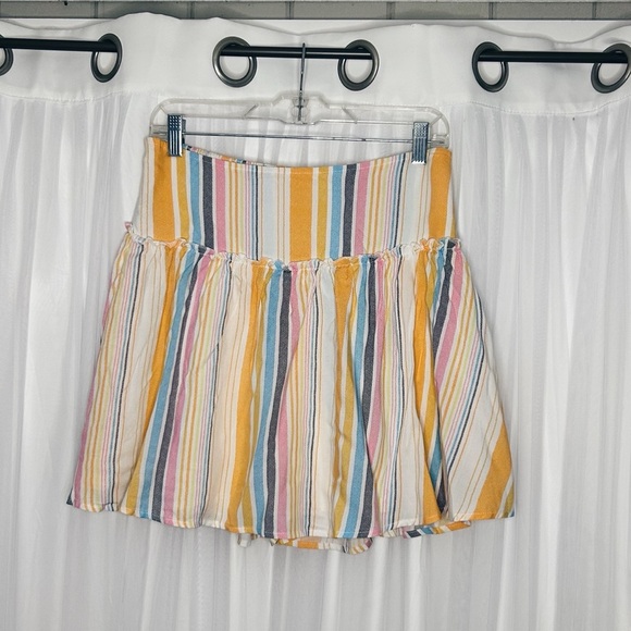 love, Fire Pants - Love Fire Yellow and Blue Pleated Skater Mini Skort